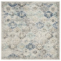 SAFAVIEH Madison Judith Distressed Area Rug, Ivory/Aqua, 8' x 8' Square