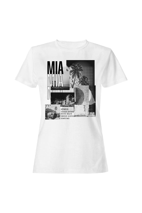 Miami Cityscape Urban Collage Women's White T-shirt