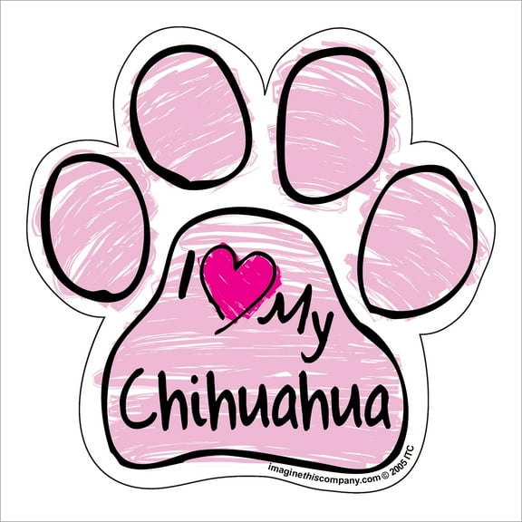 Chihuahua Pink Scribble Paw Magnet