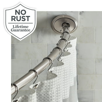 Brushed Nickel Shower Curtain Rod, 50" - 72", Better Homes & Gardens Rustproof 2-Way  Curved