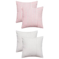 Unique Bargains 4 Pcs Boho Striped Throw Pillow Covers Grey/Red 20" x 20"