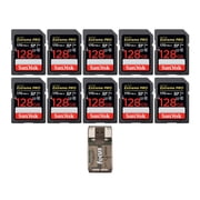 SanDisk 128GB Extreme PRO 170 MB/s UHS-I SDXC Memory Card 10-Pack Bundle