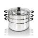 thumbnail image 1 of Olla vaporera de 3 niveles de acero inoxidable Concord, utensilios de cocina para cocinar al vapor, 30 cm, triple fondo, 1 of 9