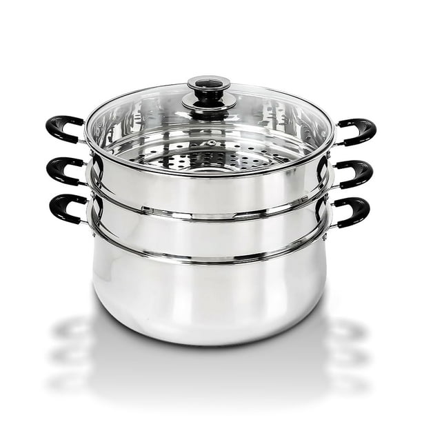 Olla vaporera de 3 niveles de acero inoxidable Concord, utensilios de cocina para cocinar al vapor, 30 cm, triple fondo