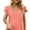 coral, variant on Womens Casual Tops Cute Ruffle Short Sleeves V Neck T-Shirts Solid Color Fashion Loose Tunic Top