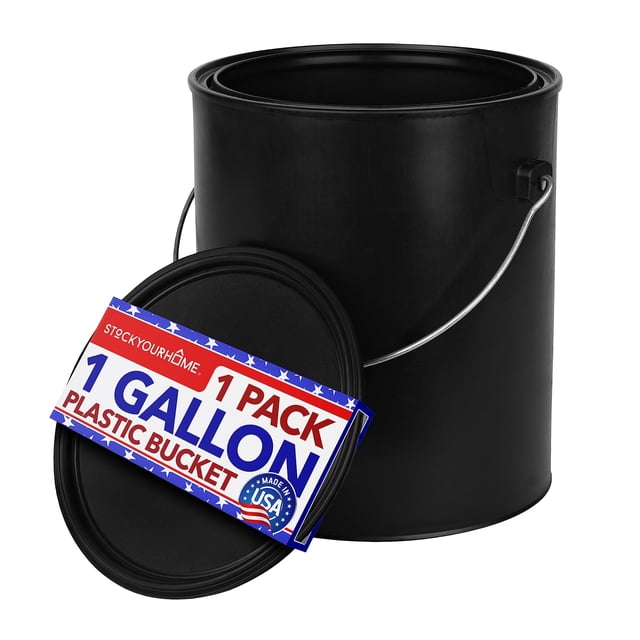 Cubo de pintura Stock Your Home, 1 galón (128 ml) de plástico negro