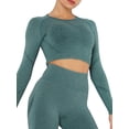 thumbnail image 5 of FITVALEN Women Seamless Long Sleeve Workout Yoga Crop Top Sport Fitness Top Shirts with Thumb Hole, 5 of 7