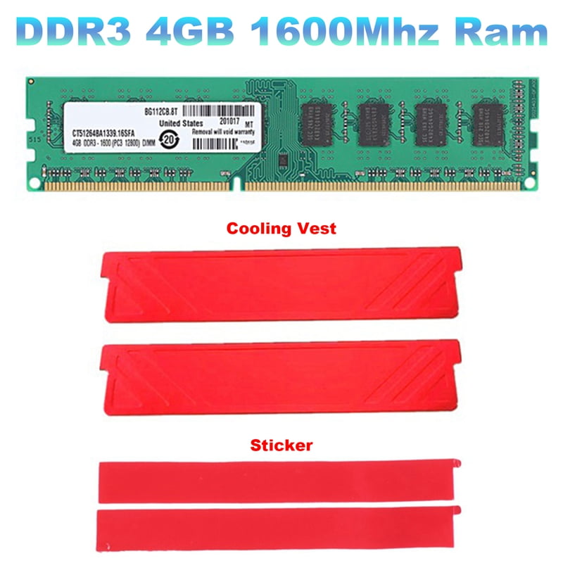 national mærke hypotese DDR3 4GB Memory Ram+Cooling Vest PC3-12800 1.5V 1600Mhz 240 Pin Desktop  Memory DIMM for Desktop AMD Motherboard - Walmart.com