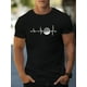 thumbnail image 1 of Men's ECG & Moon Print Cotton T-Shirt - Casual, Breathable Crew Neck Tee for Casual Attire, 1 of 6
