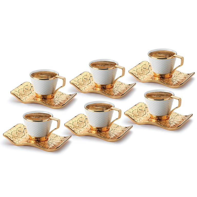 6 Piece Coffee Cup Set ,luxury Coffee Cup Set , Arabic Coffee Cups ,  Turkish Coffee Cups , Espresso Cup and Saucer Set , Macchiato Cup 