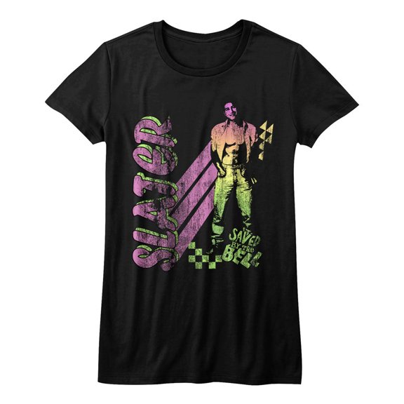 Saved by the Bell Neon Slater Black Junior Women's T-Shirt
