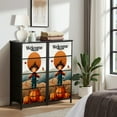 thumbnail image 6 of Dresser for Bedroom with 4 Storage Drawers Fall Decor Pumpkin Autumn Harvest Scarecrow Farmhouse Chest of Drawers Steel Framed Fabric Closet Organizers for Entryway, 6 of 7