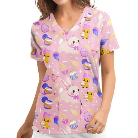

Easter Day Tops for Women US Clearance Cute Bunny Graphic Print T-Shirt Holiday Flared Casual Shirts Oversized Loose Cute Rabbit Tunic Easter Blouse Tunic Basic Tees Scrub Tops Ladies