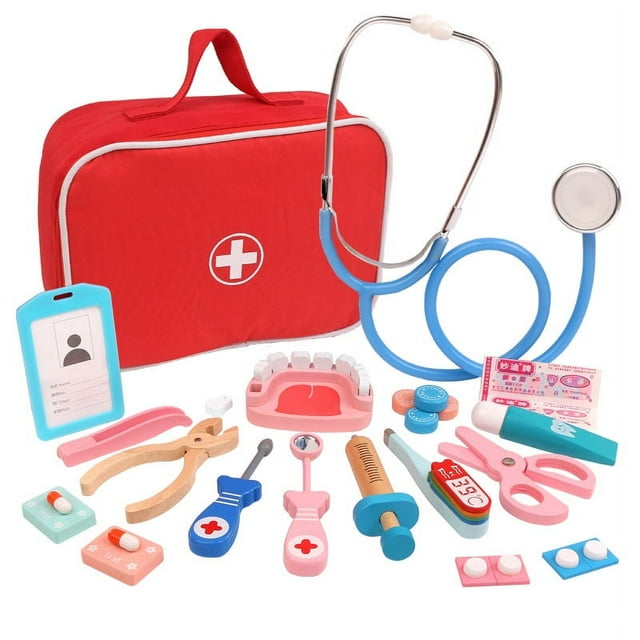 Juego de simulación de madera para médicos, juguetes educativos para niños, simulación de dentista, revisión, cepillado de dientes, juego de medicamentos, juegos de rol
