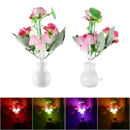 

FANCY US Romantic LED Night Light Sensor Plug-in Wall Lamp Home Illumination Mushroom Fungus colorful Light