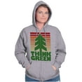 thumbnail image 3 of Earth Day Think Green Nature Lovers Unisex Fleece Graphic Zip Up Hoodie Brisco Brands 2X, 3 of 5