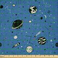 thumbnail image 2 of Ambesonne Space Fabric by the Yard Microfiber, Outer World Planet Rocket, 3 Yards, Violet Blue Pale Tan, 2 of 2