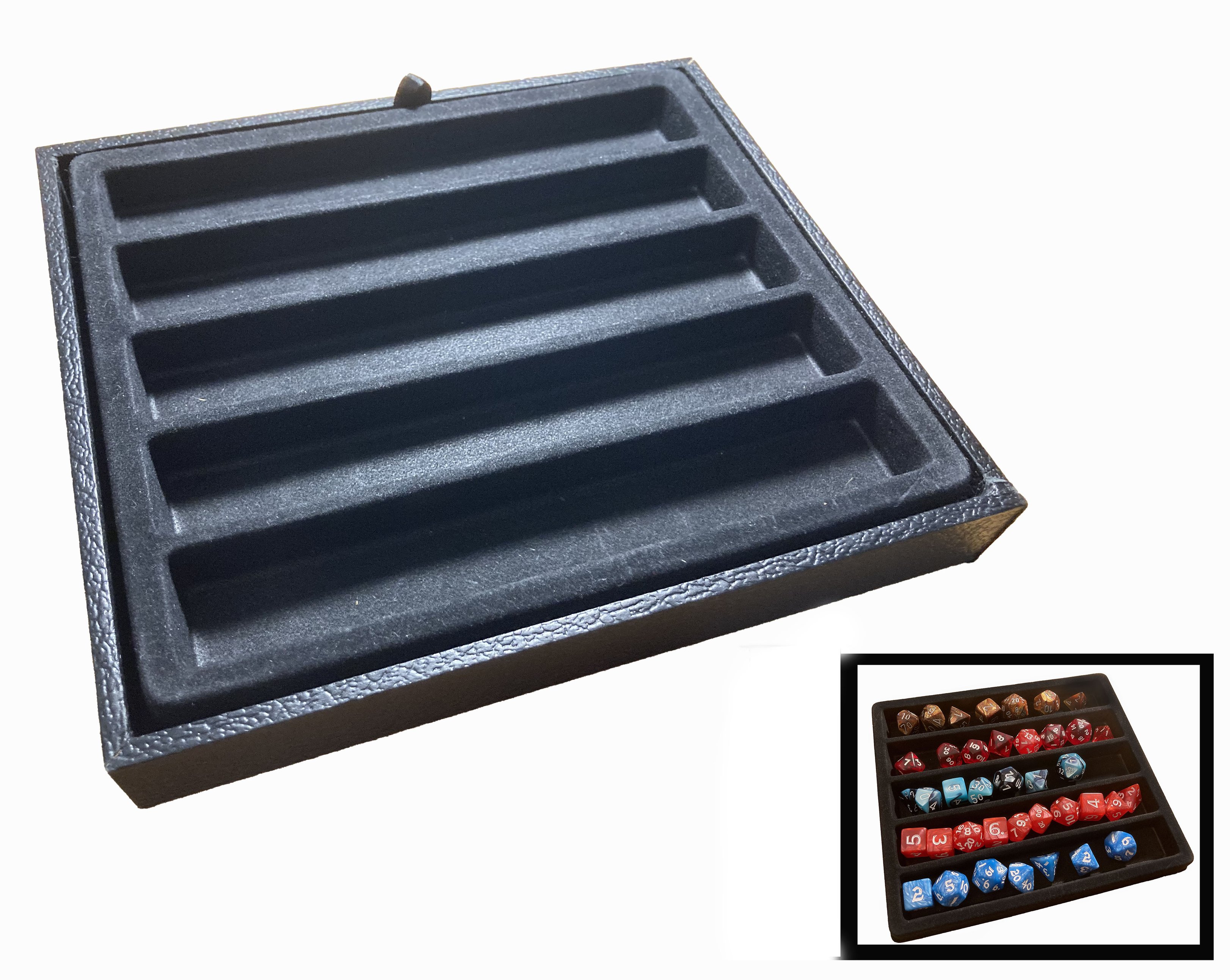 N'icePackaging - Black Leatherette Deluxe Dice Tray with Padded