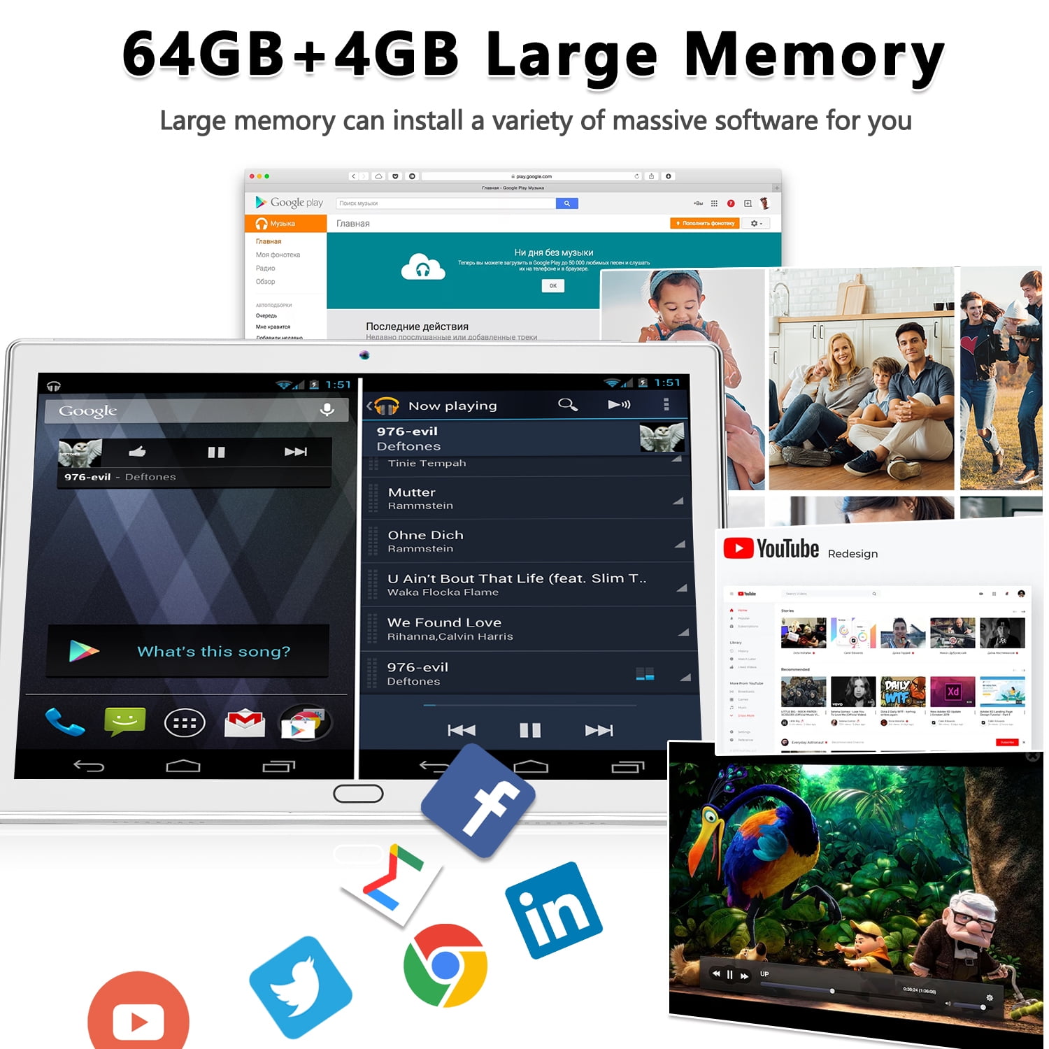 2-in-1 10 inch Android 11 Tablet, 4G Cellular Tablet with Keyboard Case, 4GB RAM 64GB Storage, 13MP Dual Cameras, IPS Full HD,WiFi Tablet, GPS, Silver