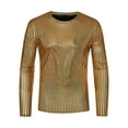 thumbnail image 5 of INSPIRE CHIC Metallic T-Shirt for Men's Crew Neck Long Sleeves Party Club Shiny T-shirts L Golden, 5 of 5