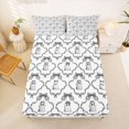 thumbnail image 3 of Manfei Monochrome Ghost Bow Queen Sheets for Teens, Gray Ribbon Buffalo Queen Sheet Sets, 4-Piece, 1 Flat Sheet, 1 Fitted Sheet and 2 Pillowcases, 3 of 6