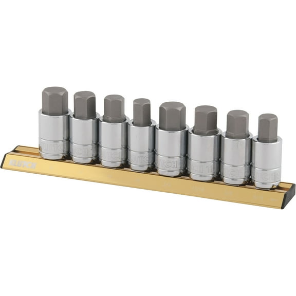 Klutch Hex Bit Socket Set, 8-Pc., 1/2in. Drive, SAE/Metric
