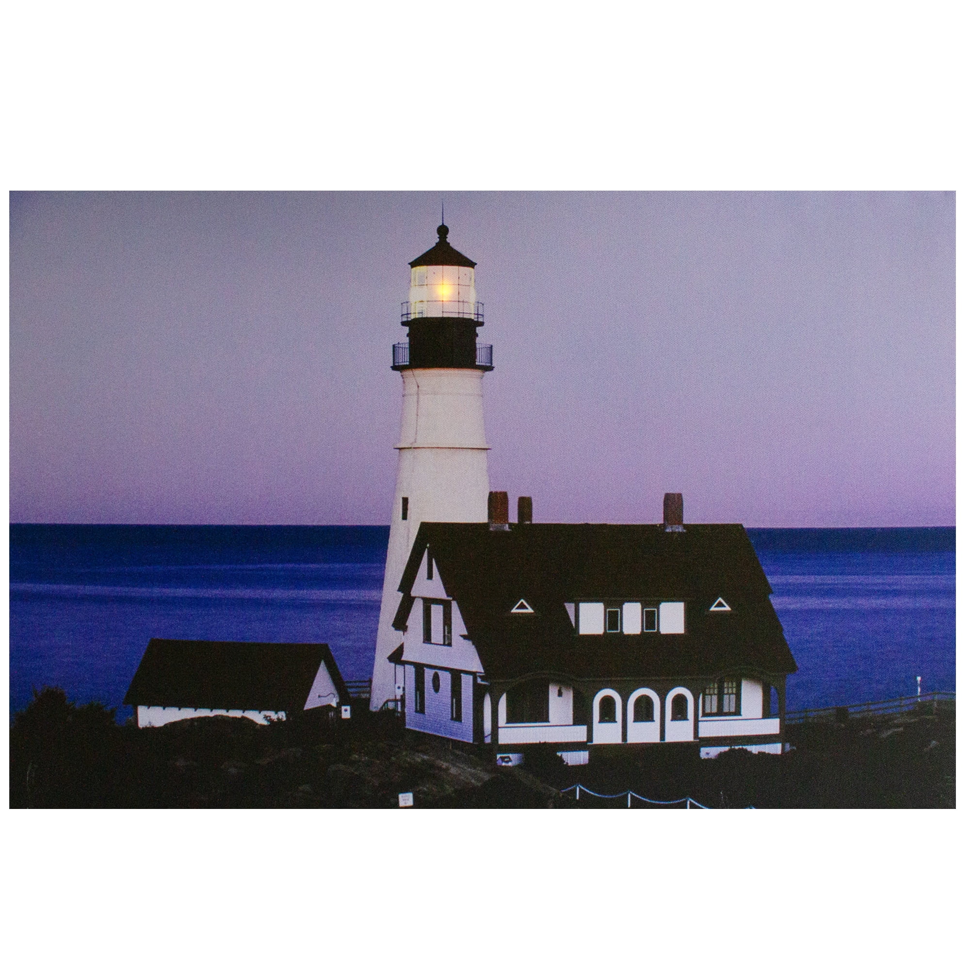 Seashore Nautical Lighthouse Beach themed LED Light Up Canvas Wall Art 