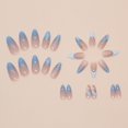 thumbnail image 4 of Uñas postizas adhesivas HPYFOI con punta francesa azul, forma almendra, 24 piezas, 4 of 7
