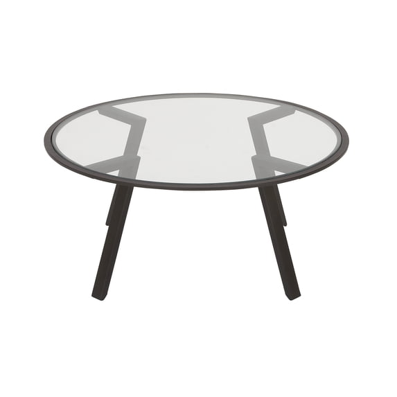 Decmode Contemporary 15 X 33 Inch Black Iron And Clear Glass Round Table