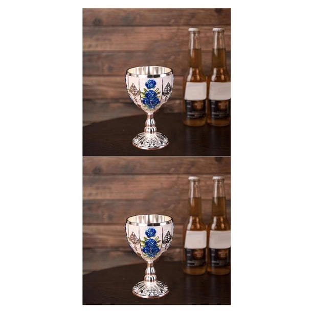 Injueey Copa de vino de lujo Copa de vidrio en relieve para aficionados al vino Vasos opulentos Calabaza azul plateada Calabaza azul plateada 2Conjunto