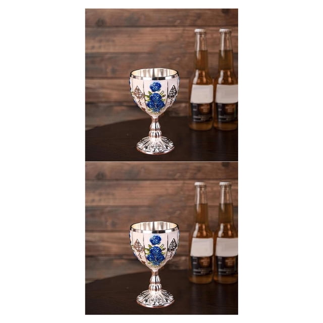 Injueey Copa de vino de lujo Copa de vidrio en relieve para aficionados al vino Vasos opulentos Calabaza azul plateada Calabaza azul plateada 2Conjunto