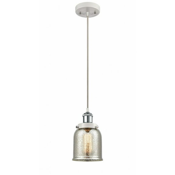 916-1P-WPC-G58-Innovations Lighting-Bell - 1 Light Cord Hung Mini Pendant In Industrial Style-10 Inches Tall and 5 Inches Wide-White/Polished Chrome