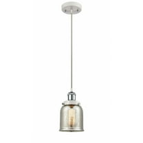916-1P-WPC-G58-Innovations Lighting-Bell - 1 Light Cord Hung Mini Pendant In Industrial Style-10 Inches Tall and 5 Inches Wide-White/Polished Chrome