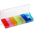 thumbnail image 4 of Estuche de almacenamiento de medicamentos de 21 ranuras Caja de soporte de cápsula colorida ecológica Uso diario, 4 of 6