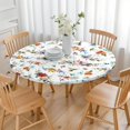 thumbnail image 3 of Pioneer Flower Floral Print Pattern Round Fitted Tablecloth with Elastic Edge,Dining Table Cover Waterproof,Outdoor Round Tablecloth for Camping,Dining,Indoor and Outdoor, 3 of 7