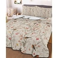 thumbnail image 2 of Flowers Birds Summer Quilt Set Full Size,Soft Microfiber Quilted Bedding Set with 2 Pillow Shams,Country Retro Botanical Floral Branches Lightweight All Season Bedspread Coverlet for Bedroom 78"x90", 2 of 6