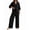#01 Black 【Mix & Match: Stock Up on Your Favorite Colors】, variant on Women's Soft Fabric V Neck Button Down Top, Wide Leg Pant Set, Casual Loose Matching Set For Vacation, Summer Travel, Beach, Daily Wear, Lounge, Comfy Pant Suit | TruHer,Black S