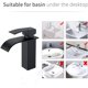 thumbnail image 3 of Grifo para lavabo de baño moderno de boca plana con control de temperatura ajustable, construcción de latón macizo y acabado negro mate para un área de tocador elegante y funcional, 3 of 5