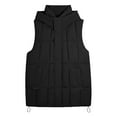 thumbnail image 4 of HOWPAY Long Puffer Vest Women Lightweight Sleeveless Quilted Packable Puffy Jacket Casual Zip up Hooded Solid Color Coat with Pockets Warm Winter Outerwear Black L, 4 of 4