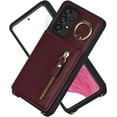 thumbnail image 3 of Samsung Galaxy A53 5G Case with Card Holder for Women, Galaxy A53 5G Phone Case Wallet with Strap Credit Card Slots Crossbody with Kickstand Zipper Shockproof Case for A53 5G - Red Wine, 3 of 9