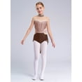 thumbnail image 3 of YiZYiF Girls Sparkly Figure Skating Dress Mesh Skirt Ballet Leotard Lyrical Dance Clothes Brown 8, 3 of 5