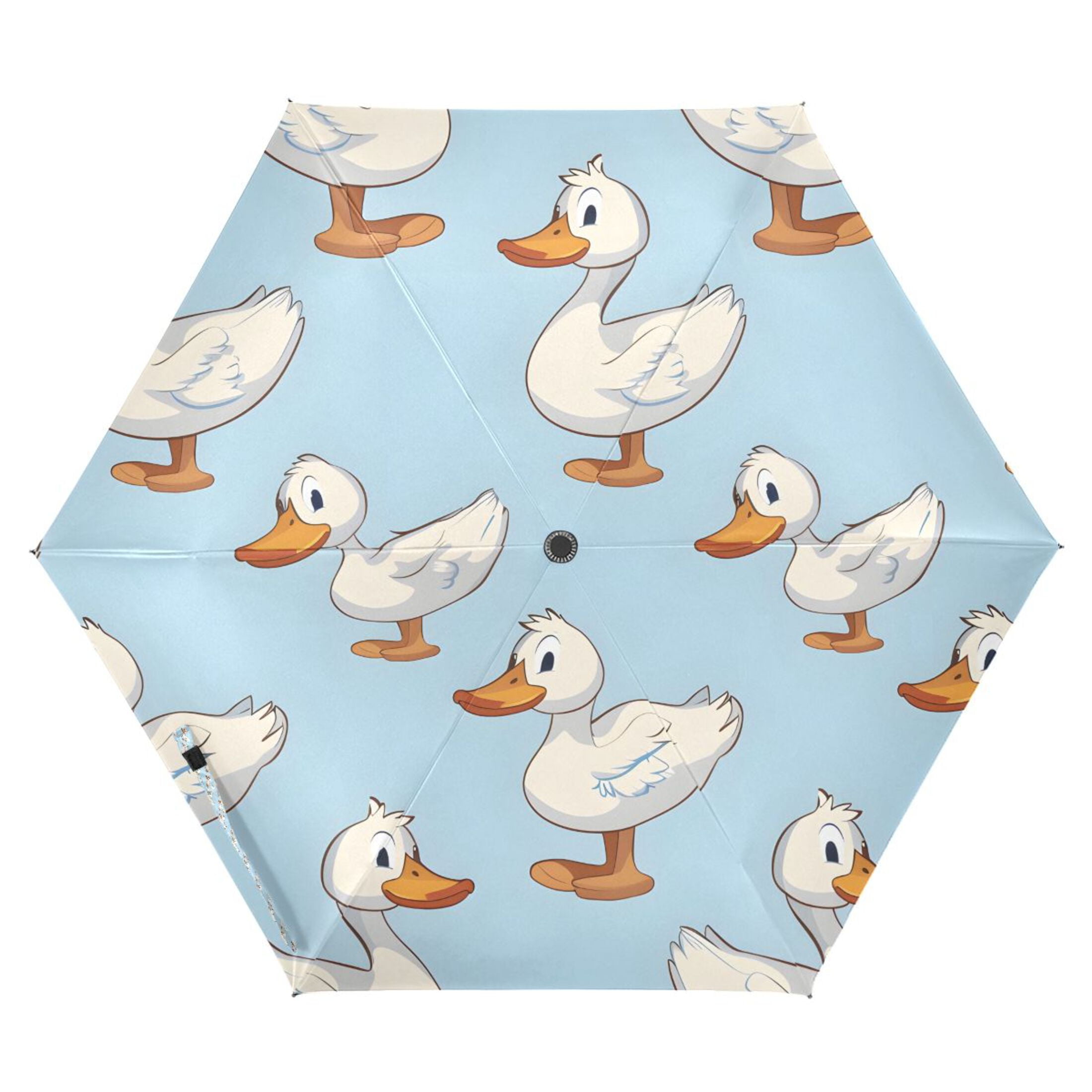 Cartoon Duck Compact Sun Umbrella Windproof Travel Umbrellas for Rain Strong Portable UV Protection