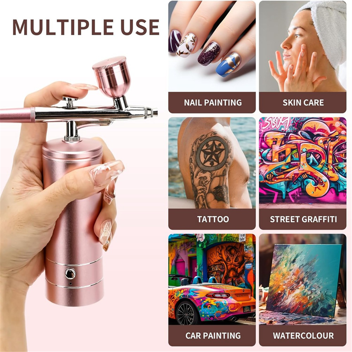 Upgraded Airbrush Set with Air Compressor Cordless Automatic Airbrush Set Handheld Rechargeable AirBrush for Makeup C