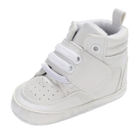 NOLDARES Baby Girls Boys Shoes Soft Sole First Walkers Sneaker Toddler Flat Loafers Crib Unisex Shoe(White 0-6 Months)