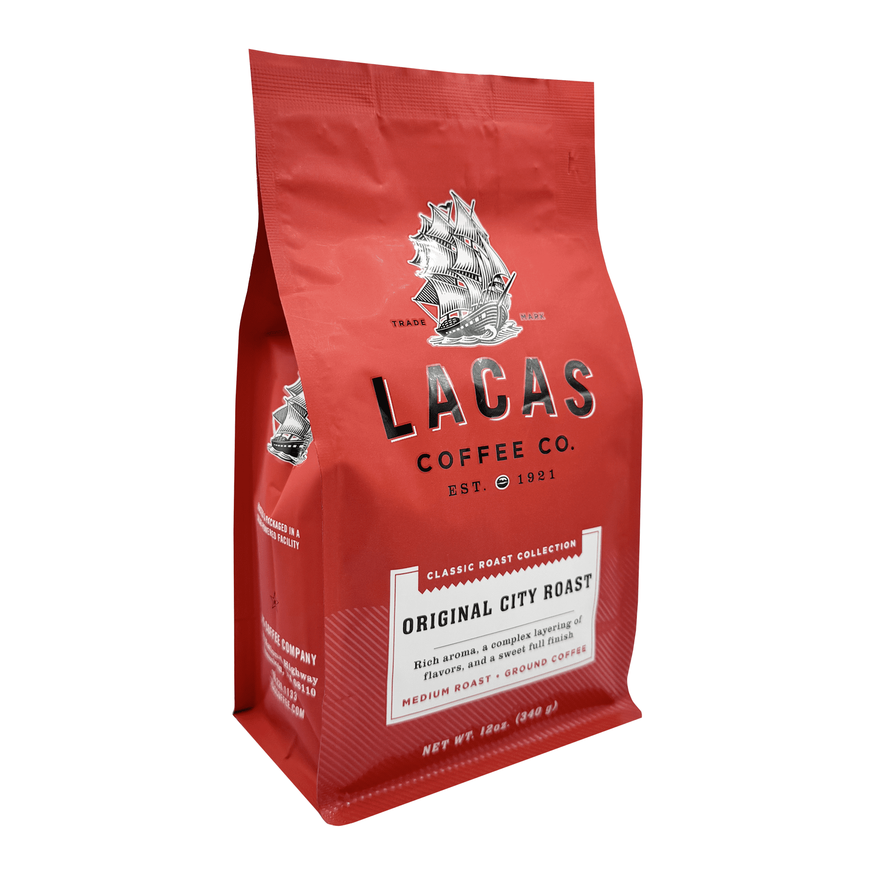 Lacas Original City Roast Medium Fine Ground Coffee, 12oz (6 bags)