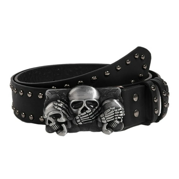 COMEET Waist Belt, Skull Buckle Waist Belt Punk Skinny Chain for Cowgirl Buckle Modern Waistband Waist Chain Studded Belt