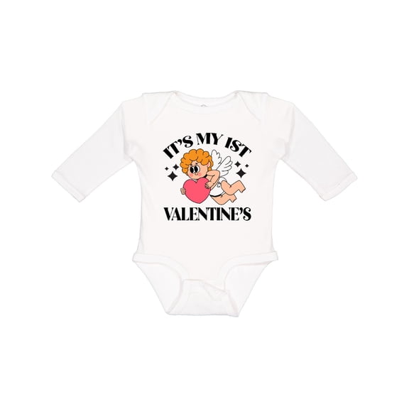 Inktastic Babys First Valentines Day Cupid Boys or Girls Long Sleeve Baby Bodysuit