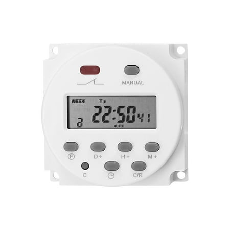 

Andoer Weekly Programmable Digital Timer Switch Panel Mounted Electrical Timer 16 Independent ON/ OFF Programs for Home Office Lights Fans TV Kitchen Appliances