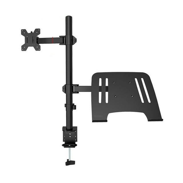 Dual LCD Monitor Desk Mount Fully Adjust Stand With Extra Laptop Tray For Laptop Notebook Up To 17" And Screen Up To 32" ,Easy to Use