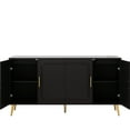 thumbnail image 4 of 59.6" Black Four-door Cabinet. Stylish For Modern Homes. Ample Storage Capacity. Made Of Quality And Plastic . Versatile Room Choices Vintage Cabinet, 59.6". Elegant Exterior Interior Storage. Home, 4 of 6
